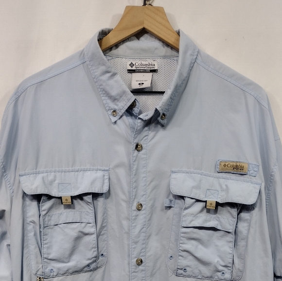 Columbia PFG Bahama II Long Sleeve Shirt Mens XL Blue Hiking Fishing Retro 90s - Picture 3 of 11